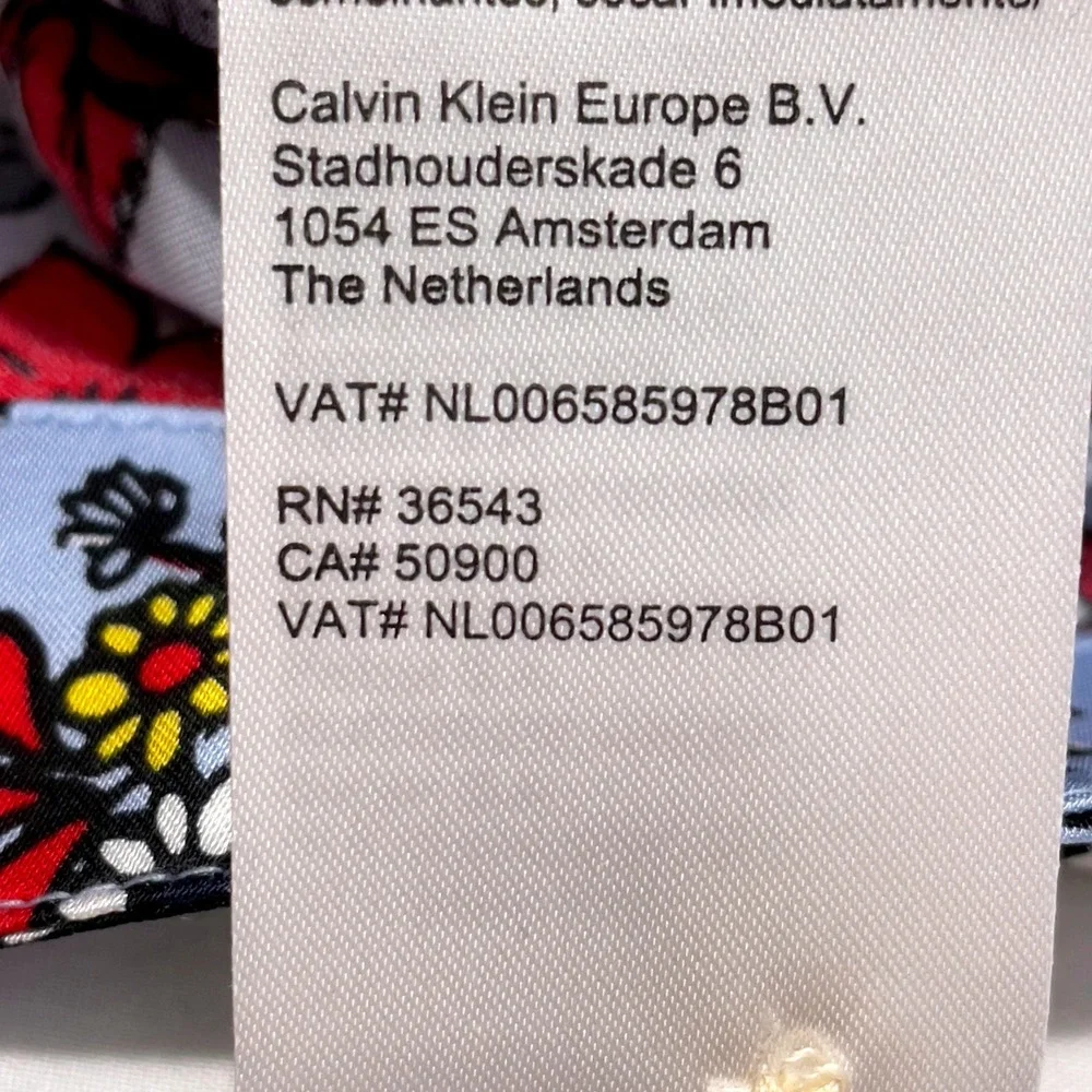Calvin‎ Klein Jeans Womens Floral Blue Red Shirt Button Down Short Sleeve XL